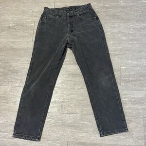 LL Bean Flannel Lined Jeans Black Denim Mens 33x30 Measured (31x29)